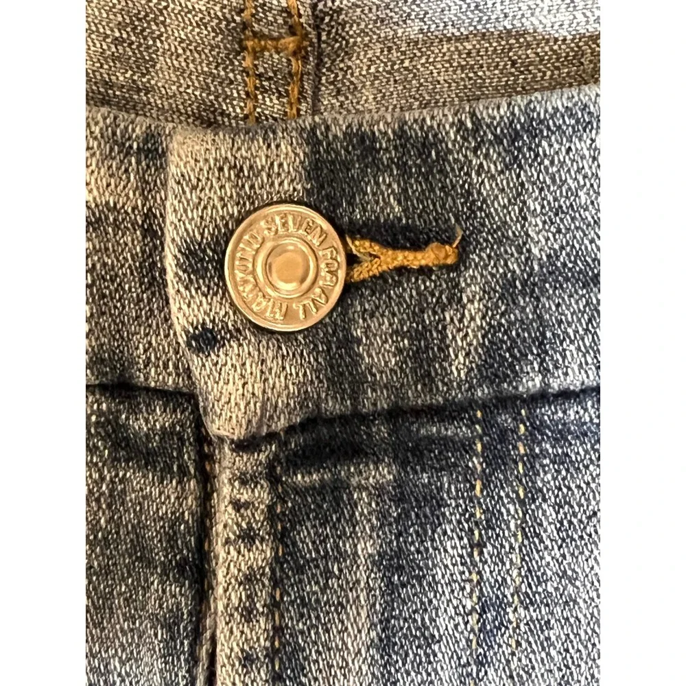 7 For All Mankind Seamed Flare Jeans Light Wash Split‎ Hem Size 31